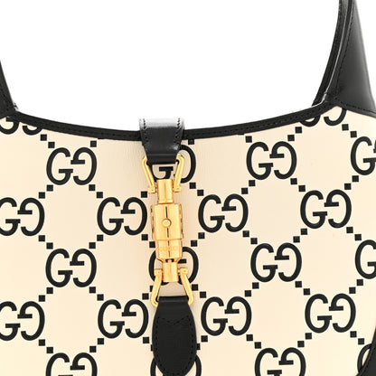 Gucci Azalea Calfskin GG Monogram Bi-Color Debossed Small Jackie 1961 Hobo Mystic White Black 8 of 11