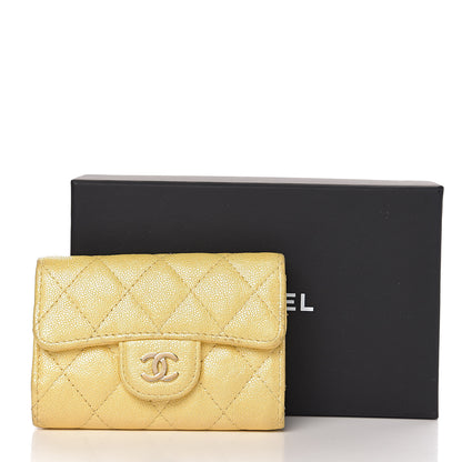 Chanel Iridescent Caviar Quilted Classic 4 Key Holder Wallet Yellow 11 of 11