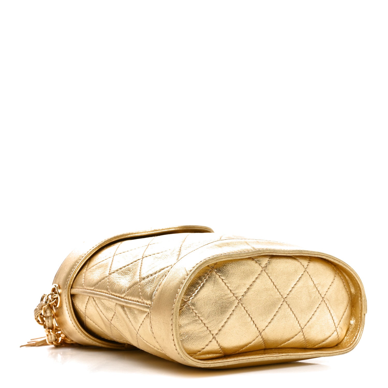 Chanel Metallic Lambskin Quilted Tassel Shoulder Bag Gold 3 of 9