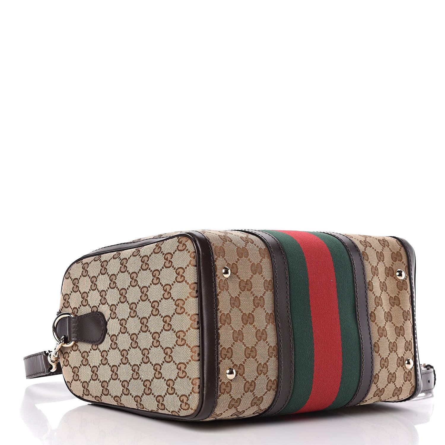 Gucci Monogram Vintage Web Medium Boston Dark Brown 5 of 12