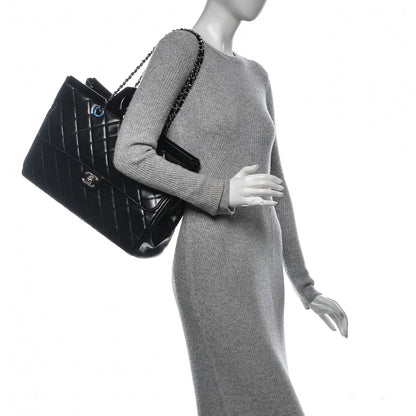 Chanel Glazed Calfskin Quilted Large CC Delivery Tote Black 2 of 7