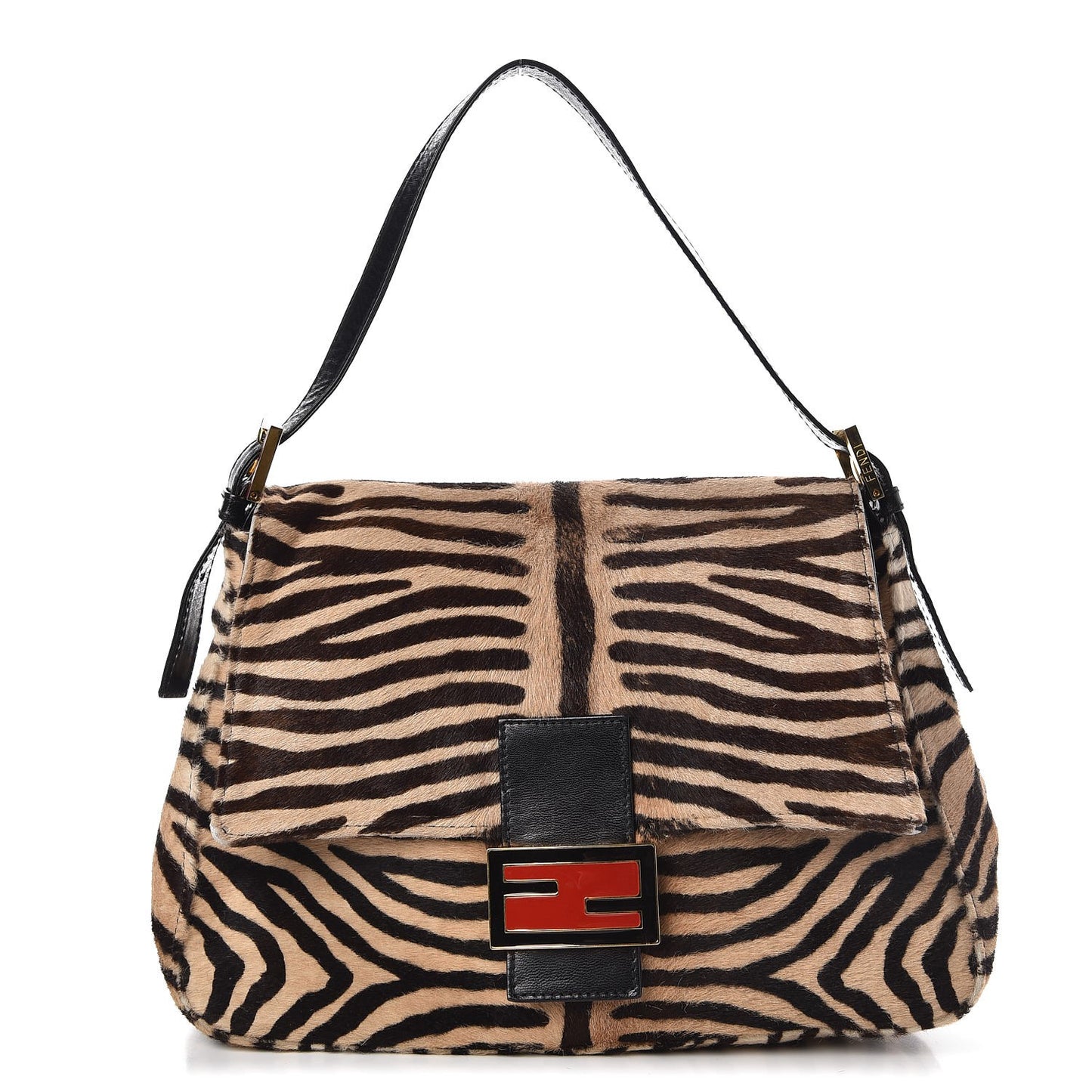 Calf Hair Zebra Print Mama Baguette Brown