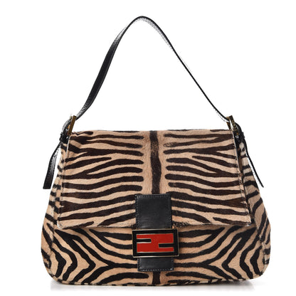 Fendi Calf Hair Zebra Print Mama Baguette Brown 1 of 14