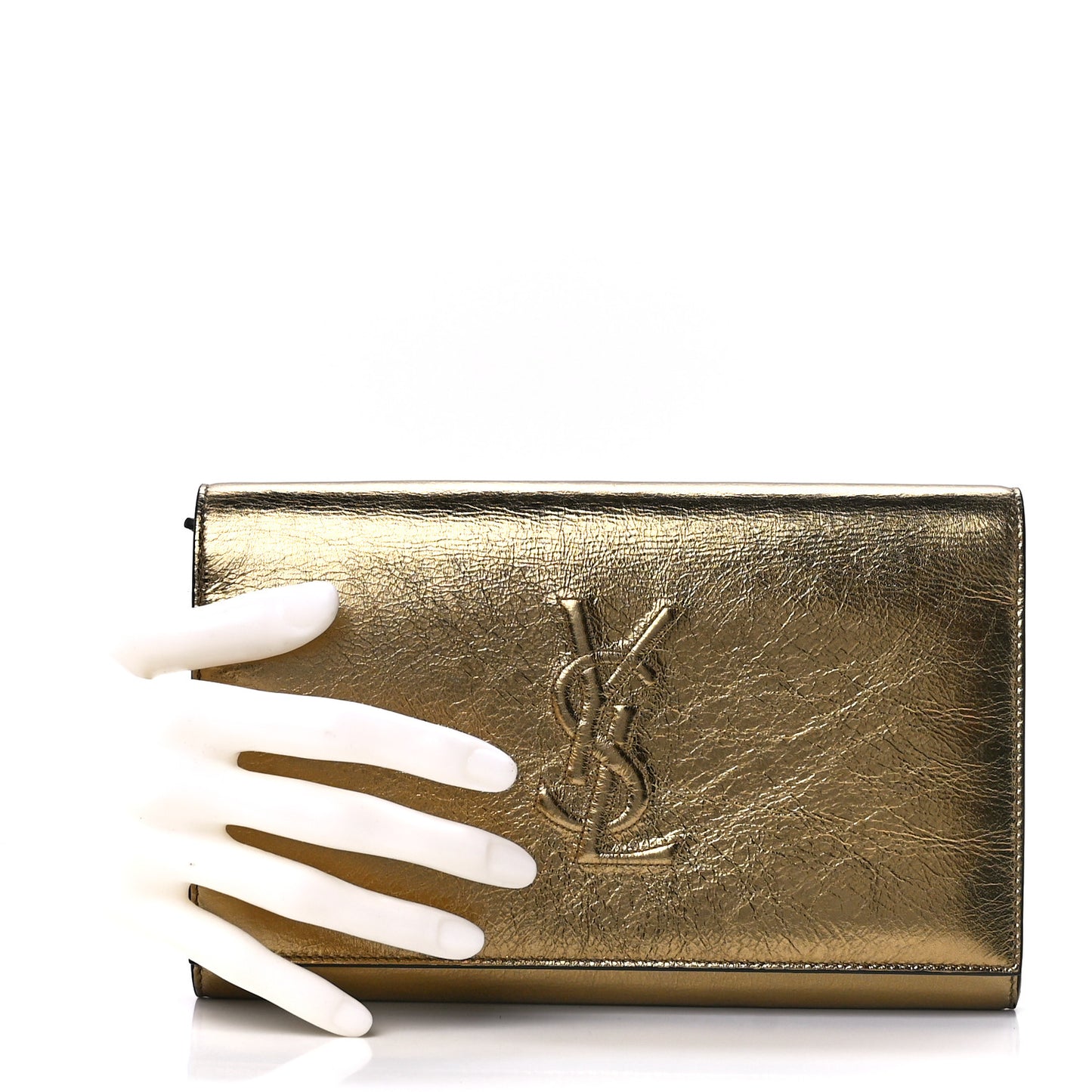 Metallic Calfskin Monogram Belle de Jour Chain Clutch Gold