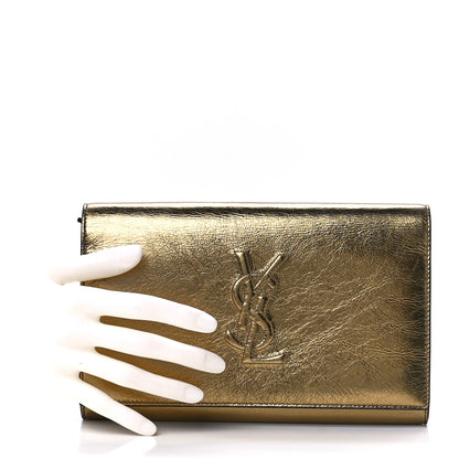 Saint Laurent Metallic Calfskin Monogram Belle de Jour Chain Clutch Gold 2 of 11