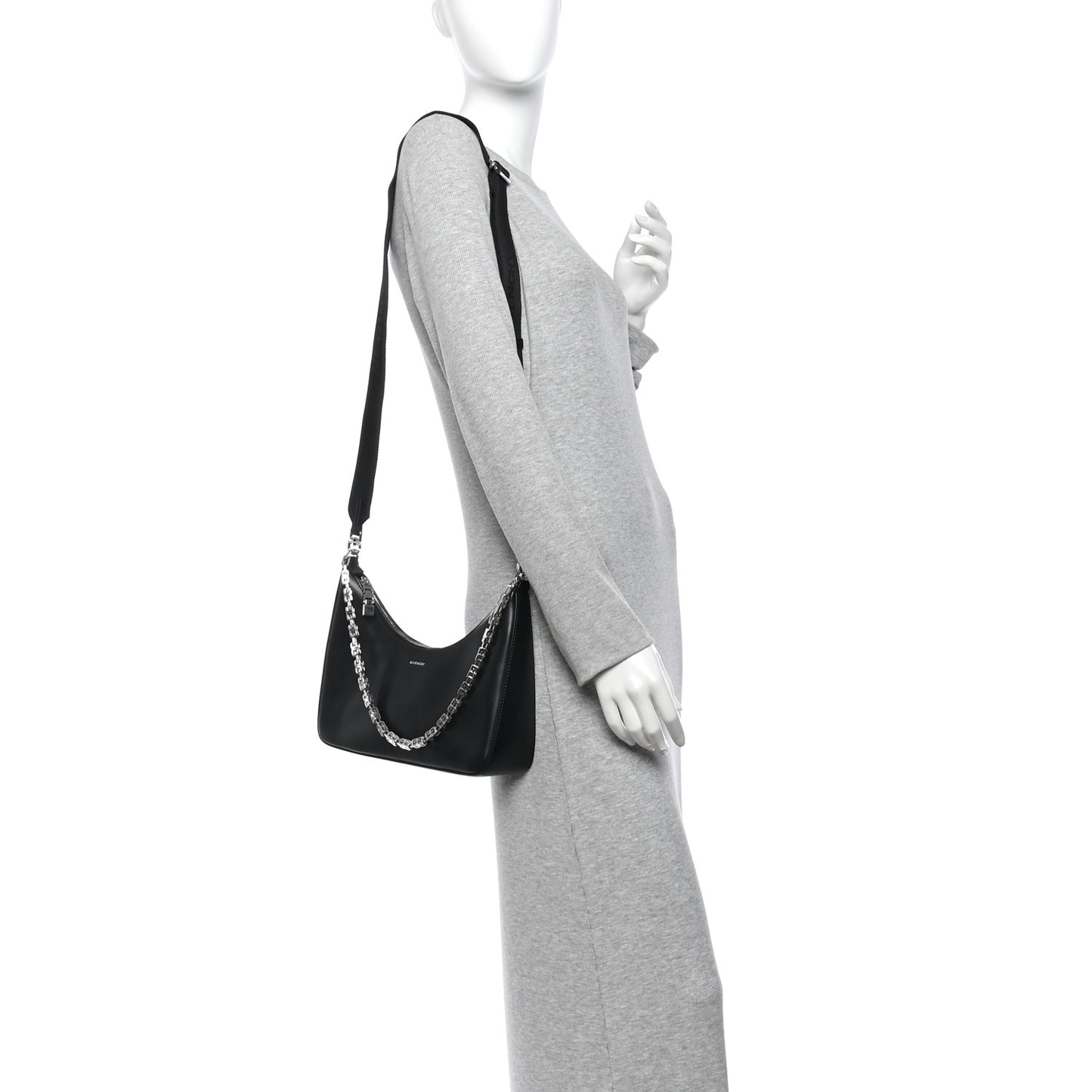 Smooth Calfskin Small Moon Cut Out Shoulder Bag Black