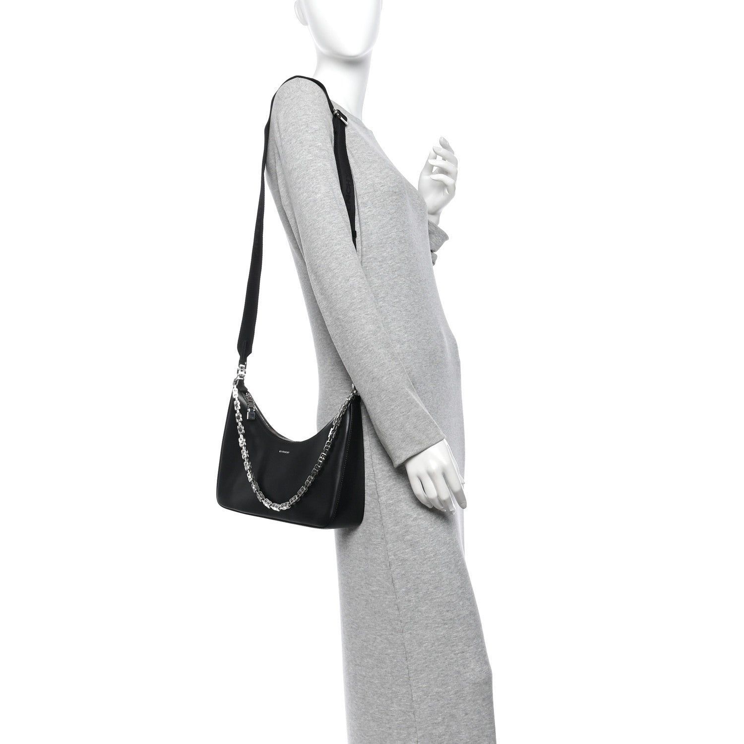 Givenchy Smooth Calfskin Small Moon Cut Out Shoulder Bag Black 2 of 10