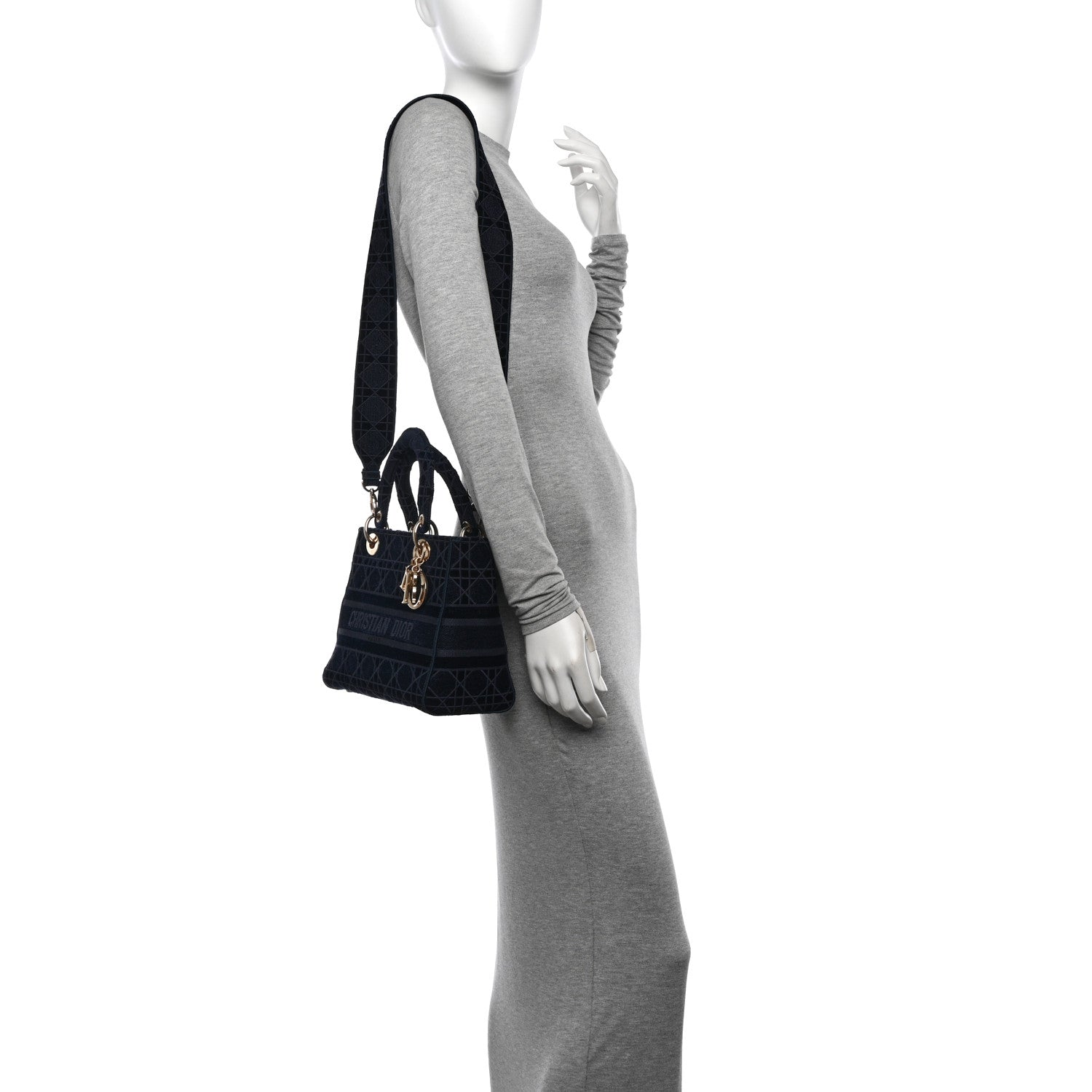 Christian Dior Velvet Cannage Medium Lady D-Lite Blue 2 of 10
