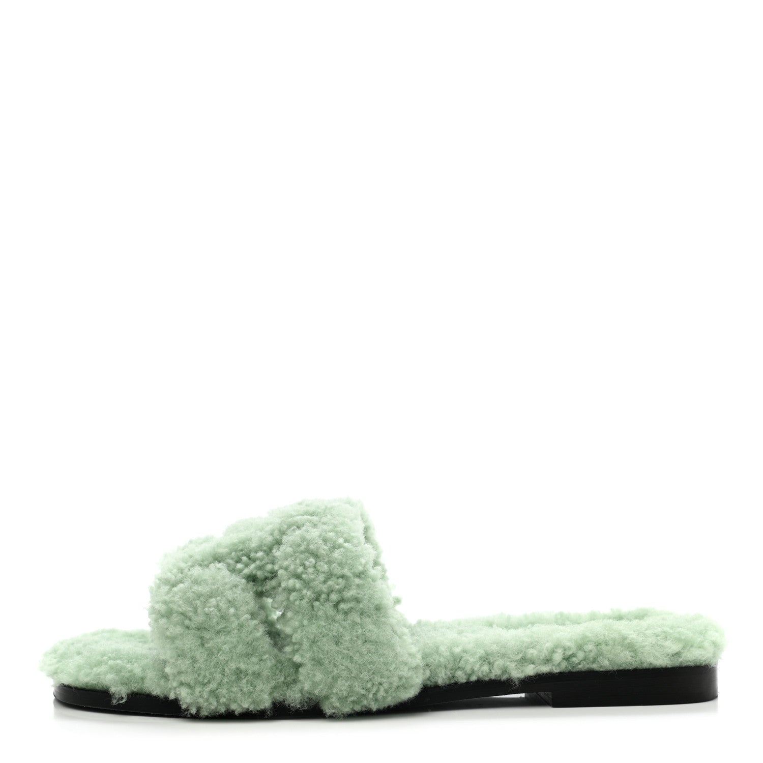 Hermes Woolskin Oran Sandals 36.5 Vert D’Eau 1 of 8