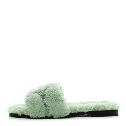 Hermes Woolskin Oran Sandals 36.5 Vert D’Eau 1 of 8