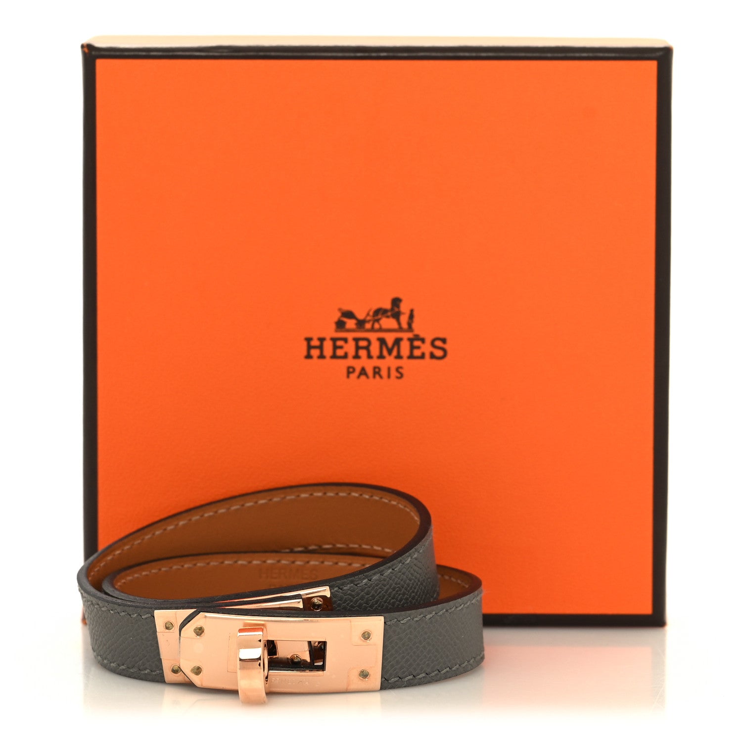 Hermes Epsom Kelly Double Tour Bracelet Gris Meyer 7 of 7