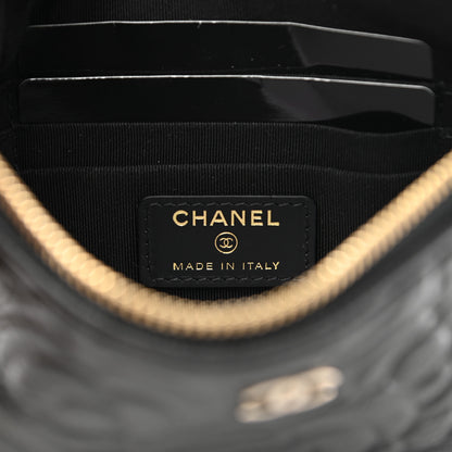 Chanel Caviar Camellia Embossed Small Pouch Black 6 of 8