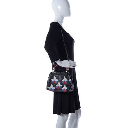 Fendi Nappa Orchid Embroidered Mini Peekaboo Iconic Satchel Black 2 of 9