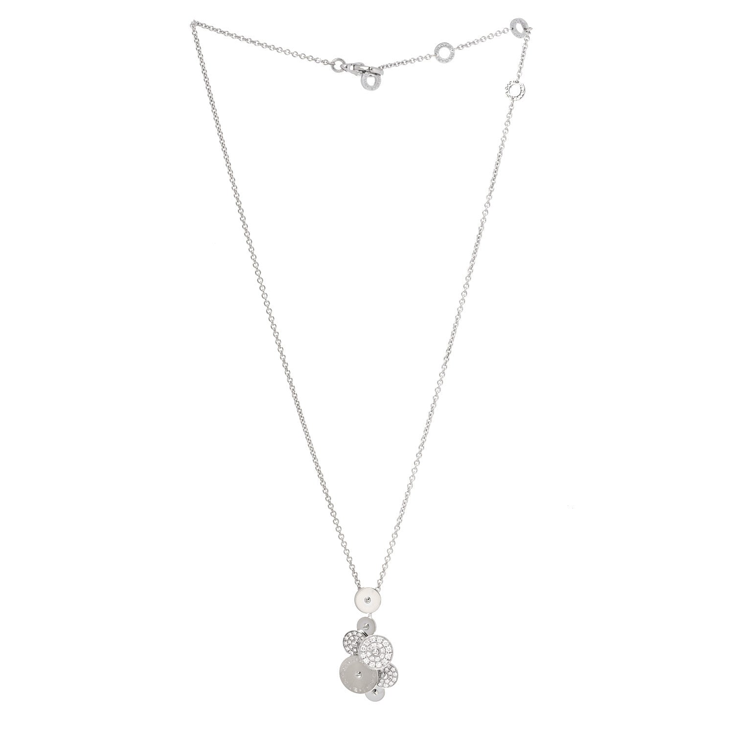 Bulgari 18K White Gold Diamond Cicladi Pendant Necklace 2 of 4