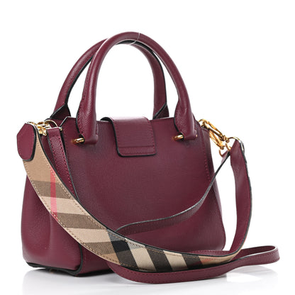 Burberry Soft Grain Calfskin Small Buckle Tote Dark Plum 3 of 22