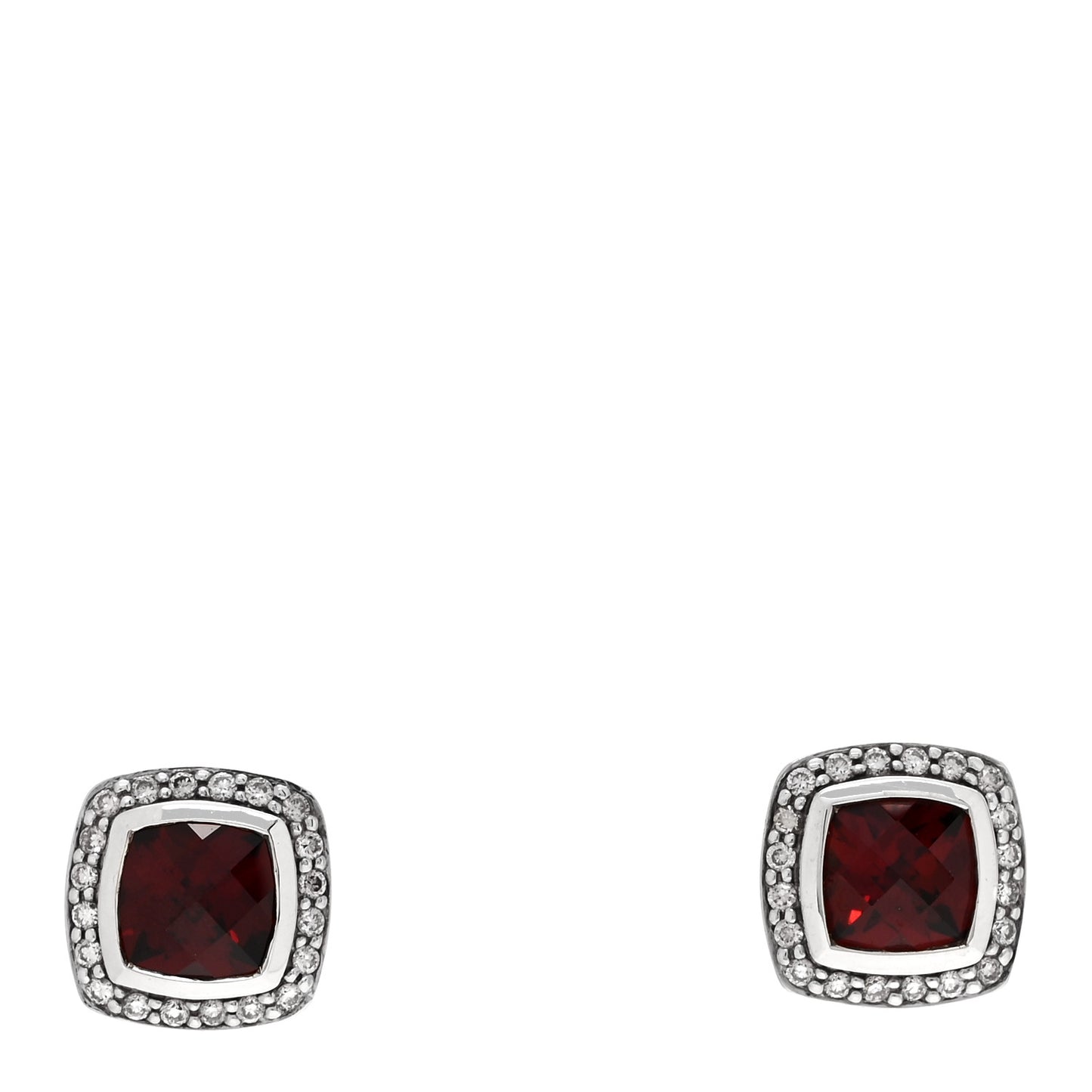 Sterling Silver Diamond Garnet 7mm Petite Albion Earrings