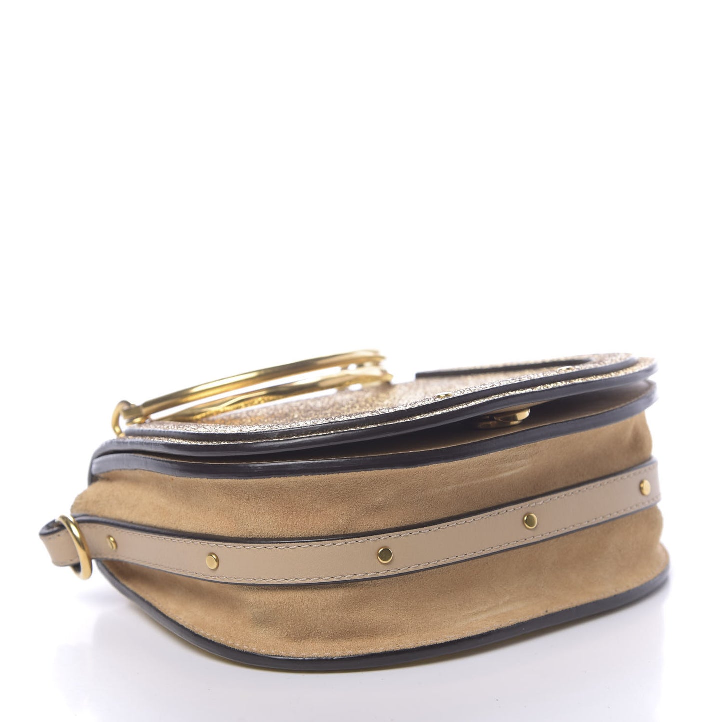 Metallic Calfskin Small Nile Bracelet Bag Gold