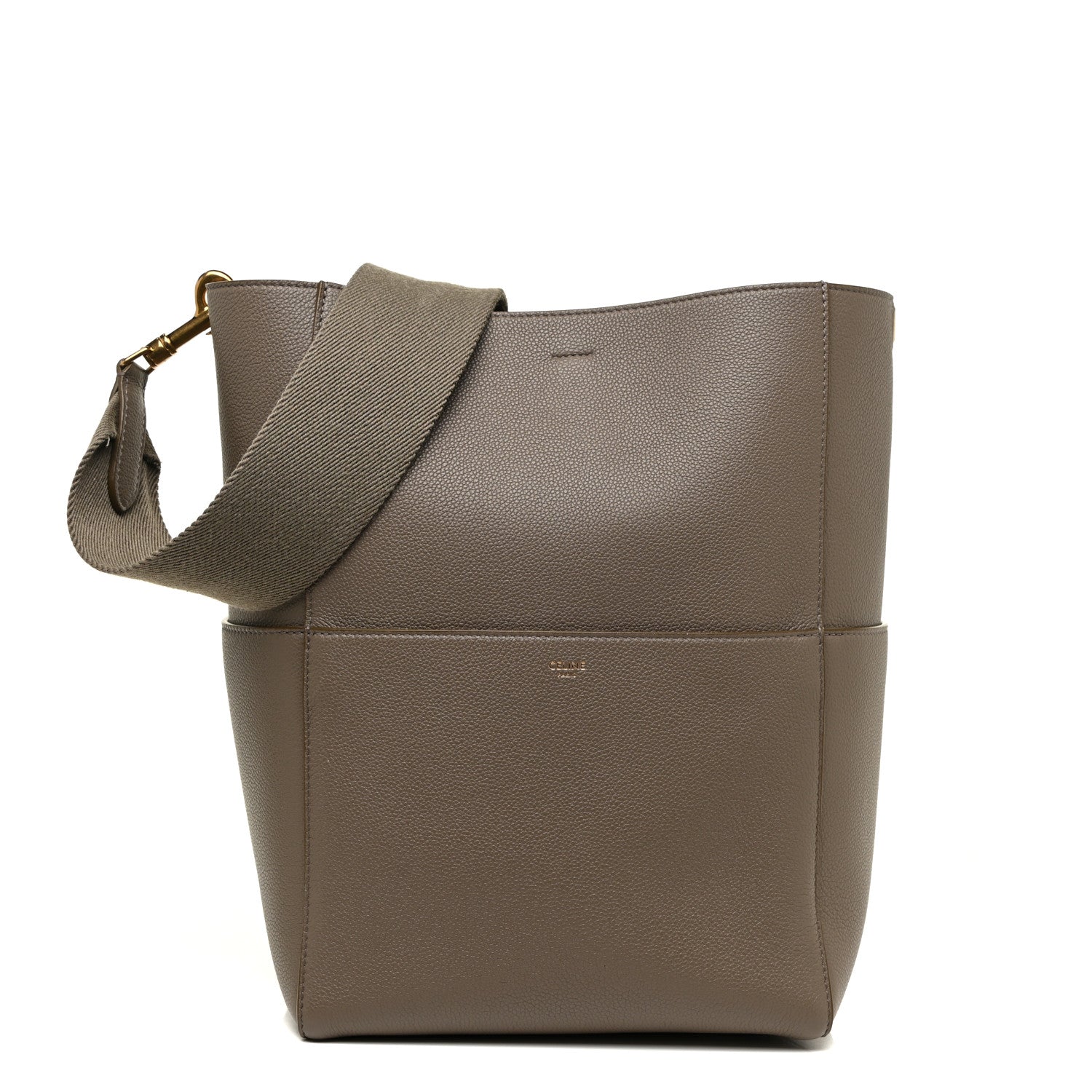 Celine Soft Grained Calfskin Sangle Bucket Bag Taupe 1 of 10