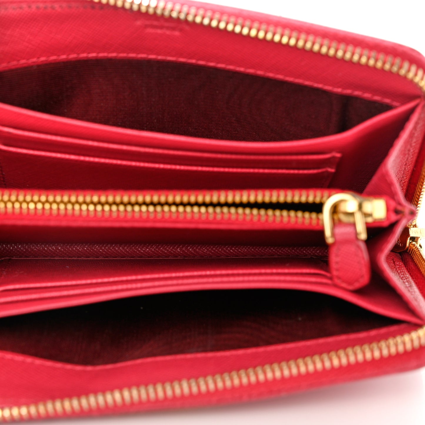 Saffiano Metal Zip Around Wallet Fuoco
