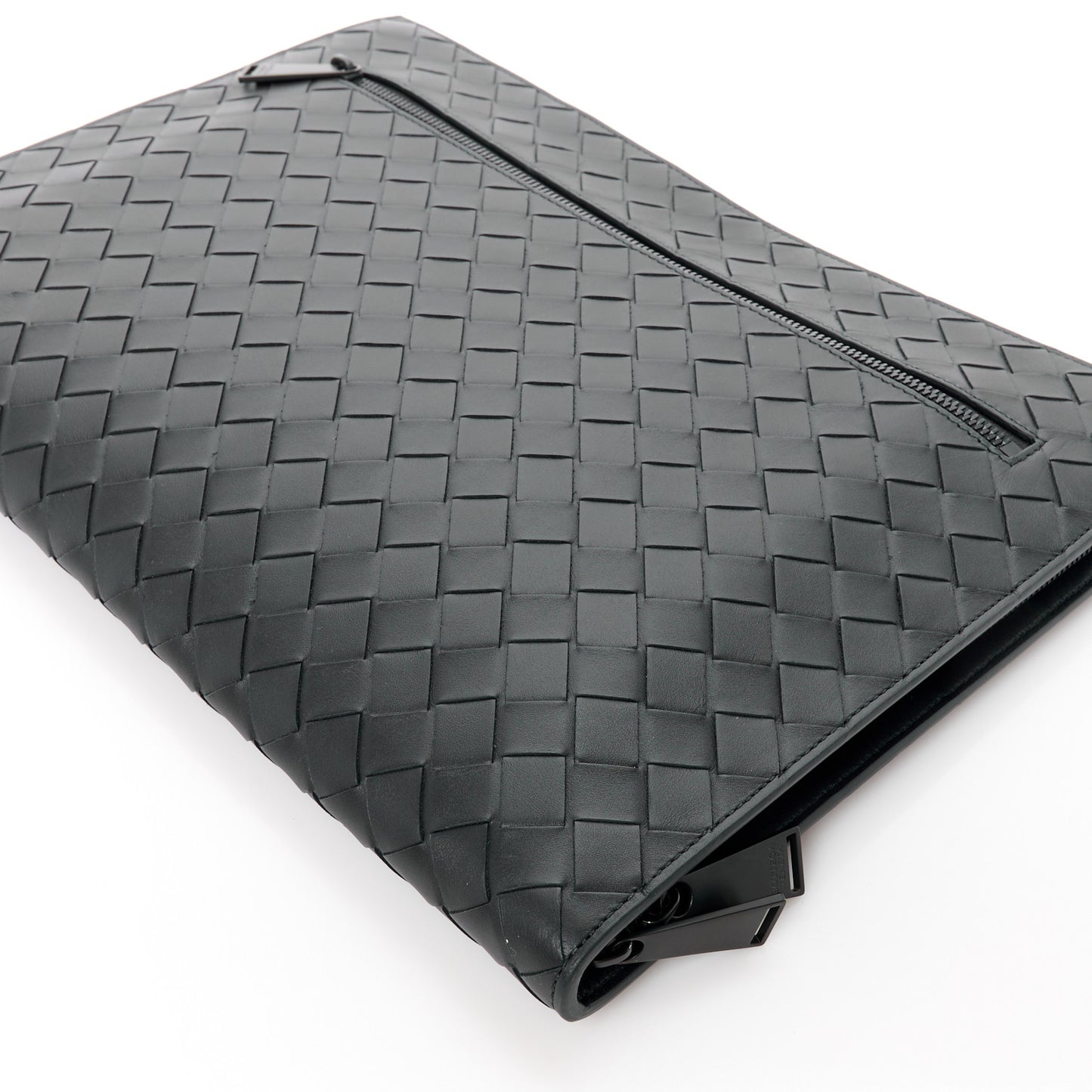 Calfskin Intrecciato Document Case Black