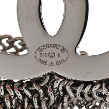 Chanel Baguette Crystal CC Chain Drop Earrings Silver 4 of 5