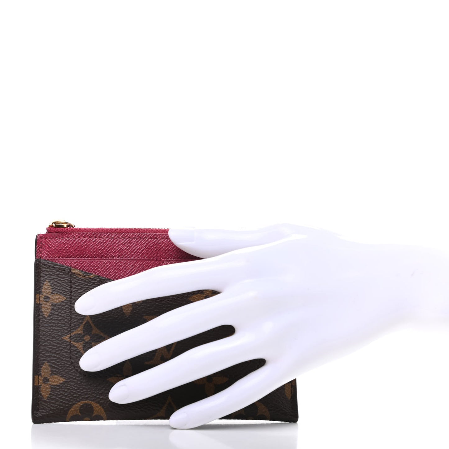 Monogram Zipped Card Holder Fuchsia