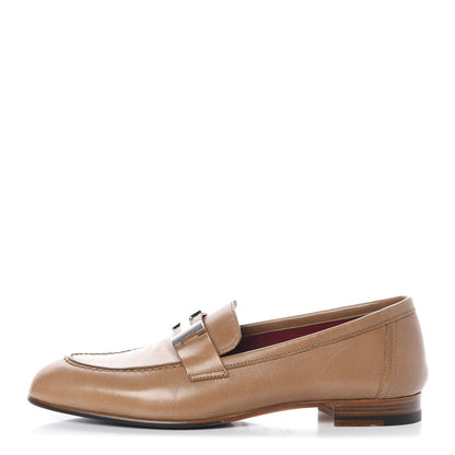 Hermes Goatskin Womens Paris Loafers 38 Taupe 1 of 8