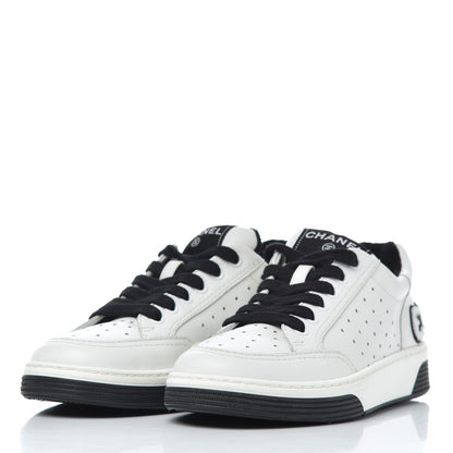 Chanel Calfskin Womens Logo Sneakers 35 Black White 3 of 18