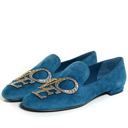 Louis Vuitton Suede Goatskin Crystal Addict Slipper 37.5 Blue 3 of 8