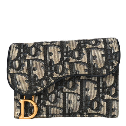 Christian Dior Oblique Saddle Card Holder Blue 1 of 11