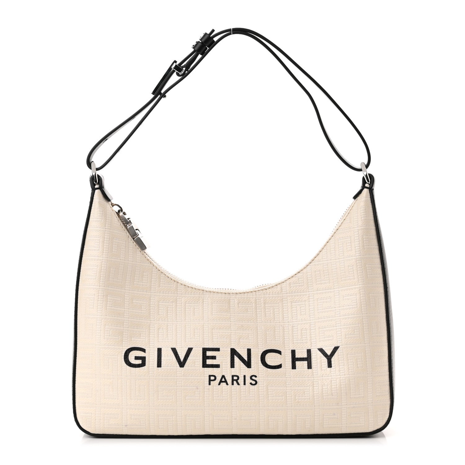 product image of GIVENCHY Calfskin Logo Embossed 4G Small Moon Cut Shoulder Bag Ivory FASHIONPHILE