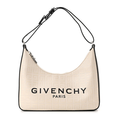 Givenchy Coated Canvas Logo 4G Embossed Small Moon Cut Out Shoulder Bag Ivory 1 of 8
