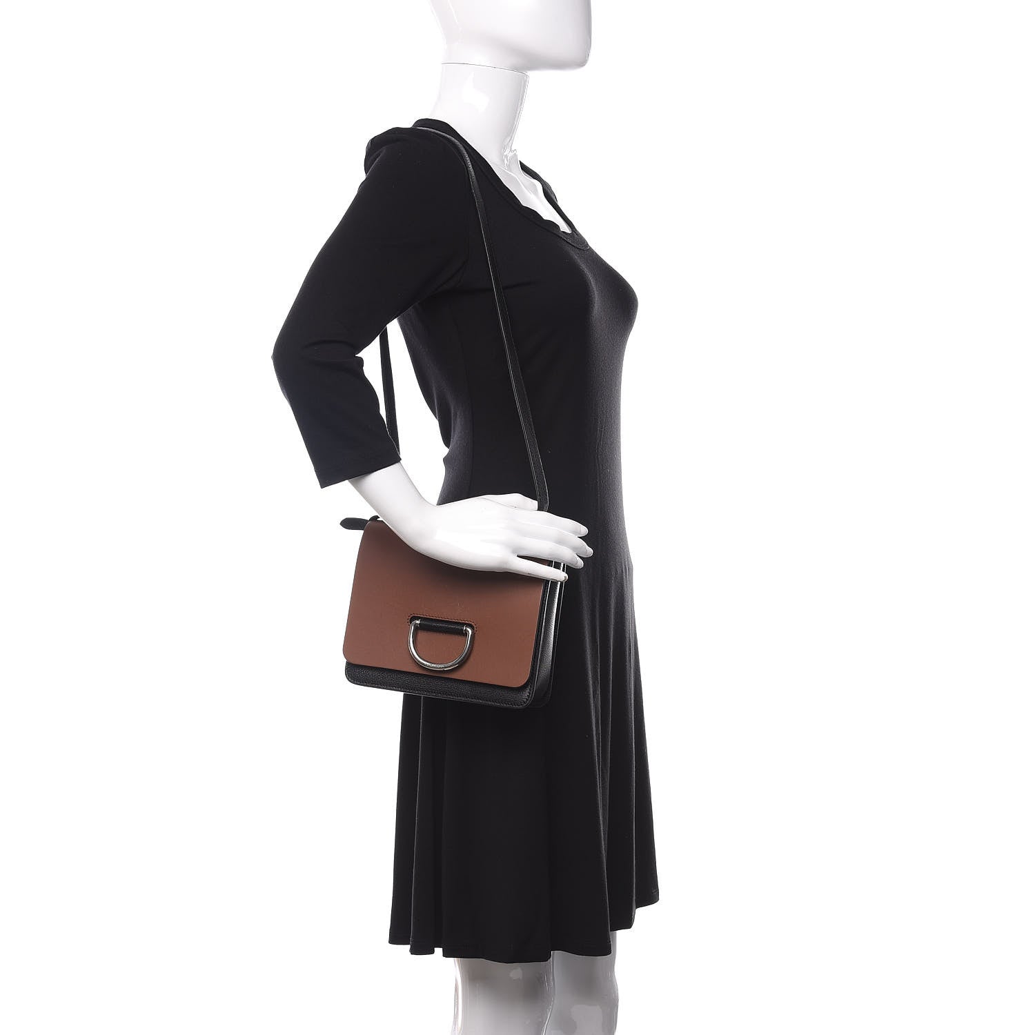 Burberry Calfskin Small D-Ring Bag Tan Black 2 of 11
