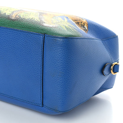 Gucci Calfskin Sylvie Web Tiger Print Top Handle Shoulder Bag Multicolor Dark Sky 9 of 10