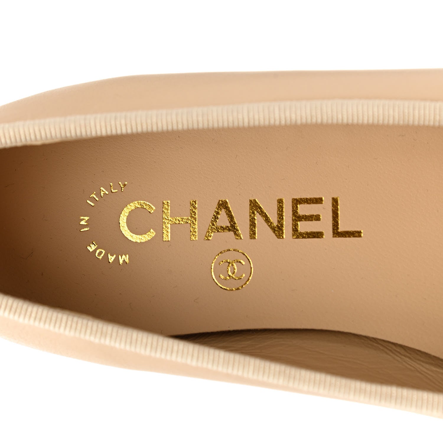 Chanel Lambskin Cap Toe CC Ballerina Flats 37 Beige Black 7 of 9