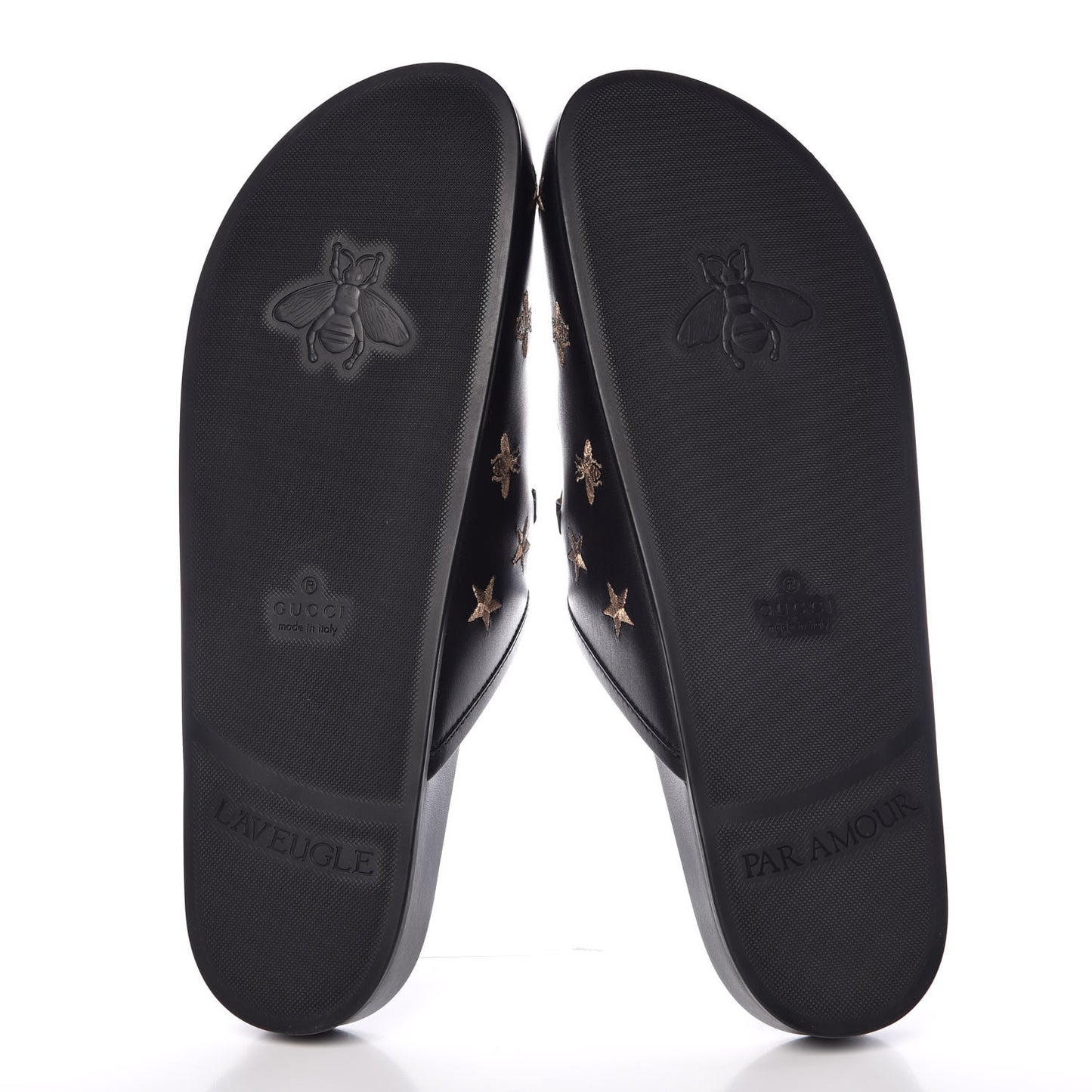 Calfskin Bee Star Embroidered Mens Horsebit River Slippers 12 Black
