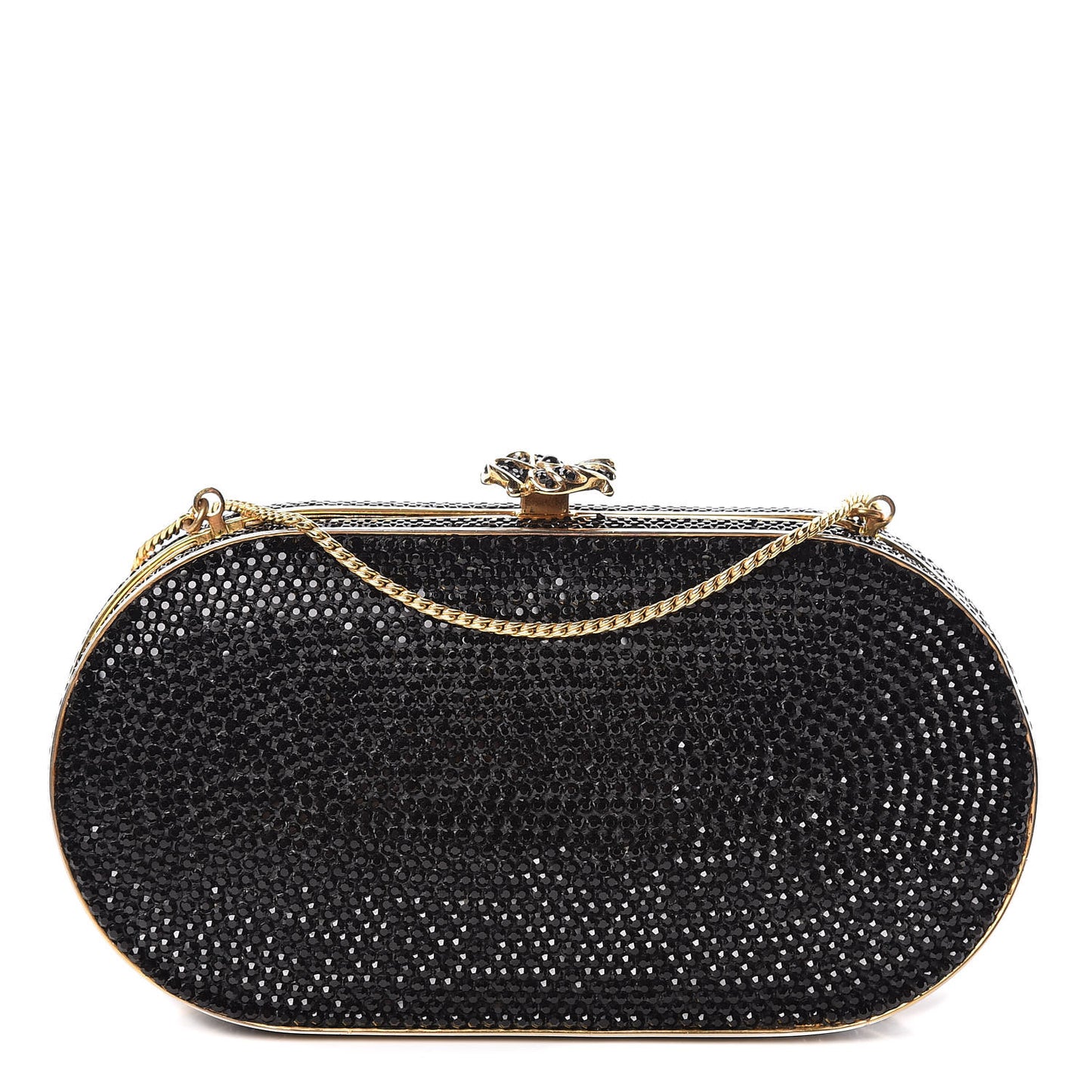 Swarovski Crystal Minaudiere Clutch Black Gold