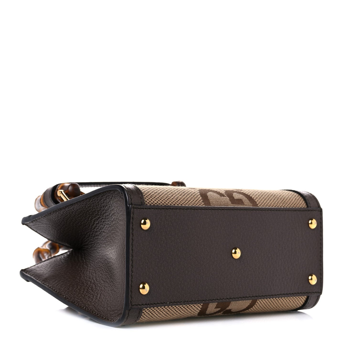 Monogram Jumbo GG Textured Dollar Calfskin Mini Diana Tote Bag Camel Ebony New Acero