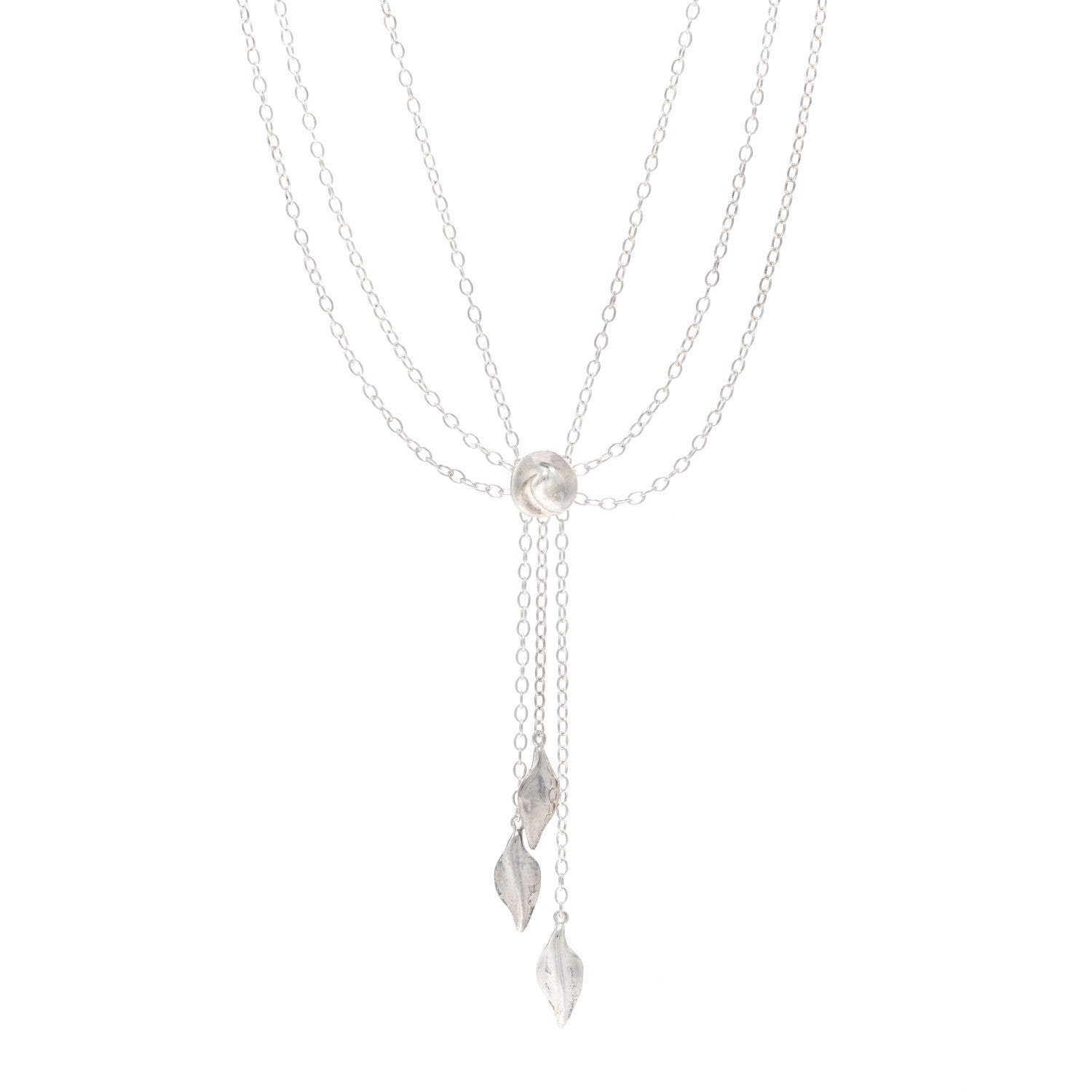 Tiffany Sterling Silver Three Leaf Drop Pendant Necklace 1 of 4