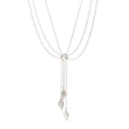 Tiffany Sterling Silver Three Leaf Drop Pendant Necklace 1 of 4