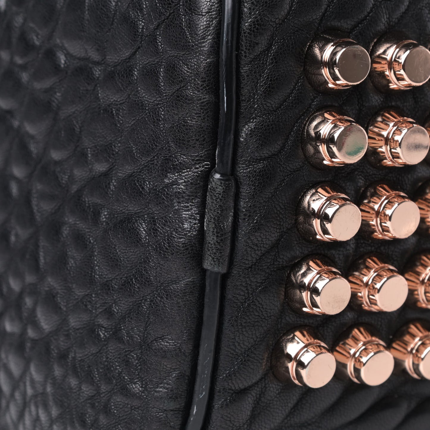Pebbled Lambskin Rocco Black Rose Gold Hardware