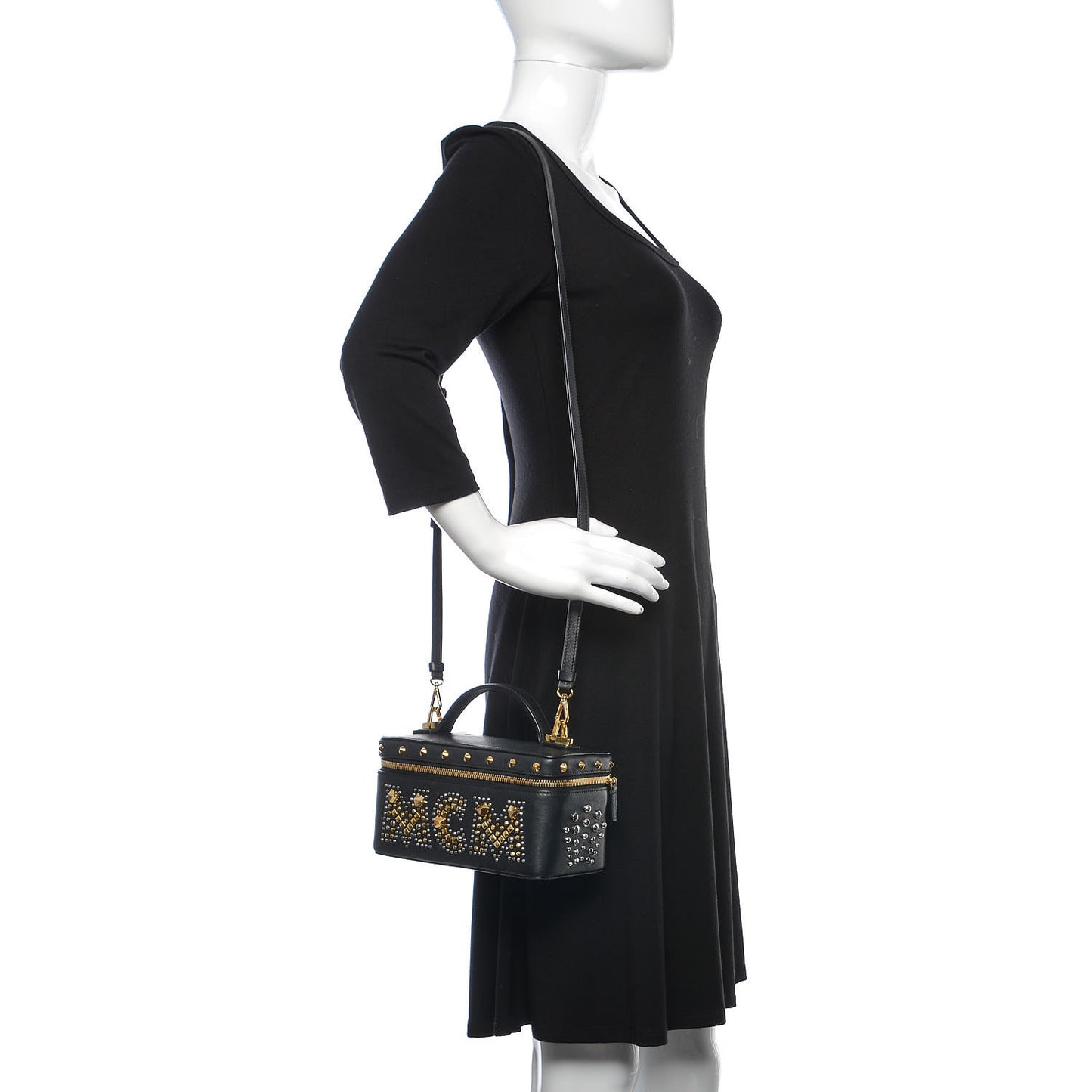 Calfskin Studded Rockstar Vanity Case Black