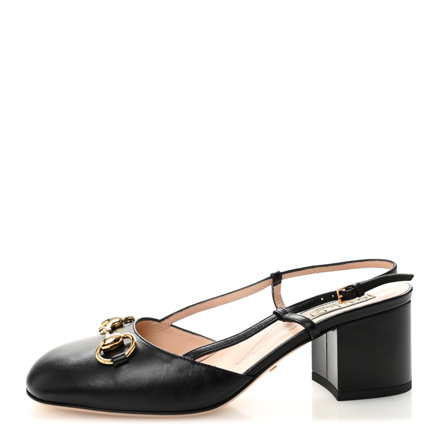 Gucci Malaga Kid Horsebit 70mm Slingback Pumps 36  Black 1 of 9