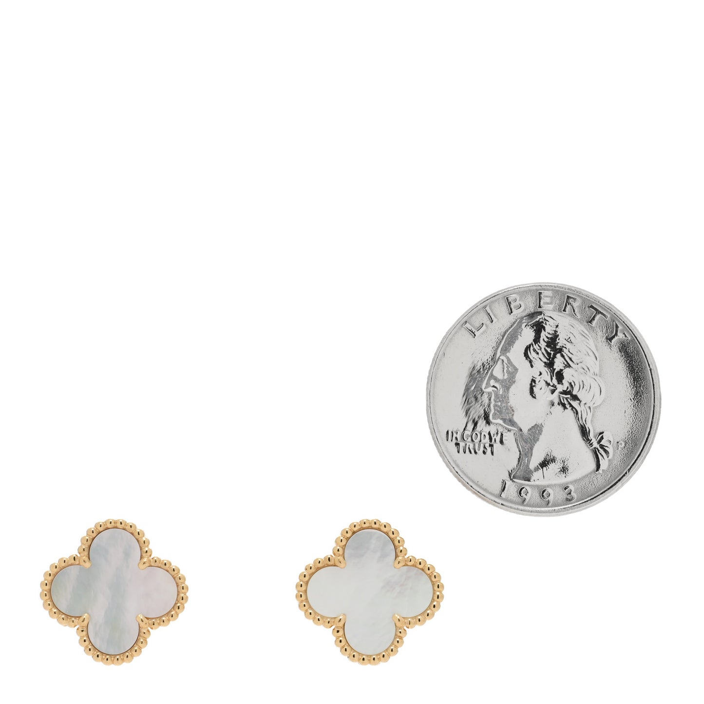 18K Yellow Gold Mother of Pearl Vintage Alhambra Clip-On Earrings
