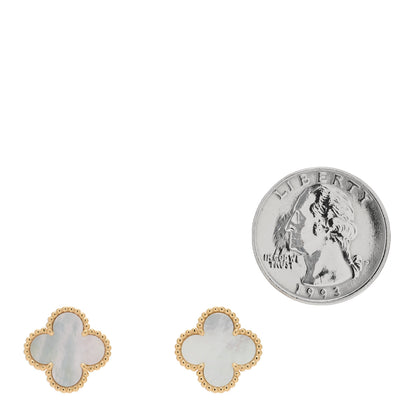 Van Cleef & Arpels 18K Yellow Gold Mother of Pearl Vintage Alhambra Clip-On Earrings 2 of 4