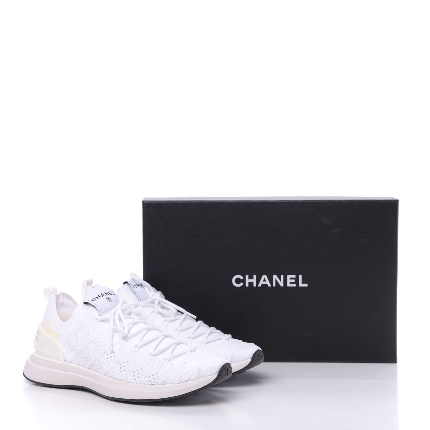 Chanel Mixed Fibers Quilted Womens CC Sneakers 40 White 10 of 10