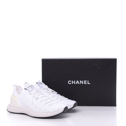 Chanel Mixed Fibers Quilted Womens CC Sneakers 40 White 10 of 10