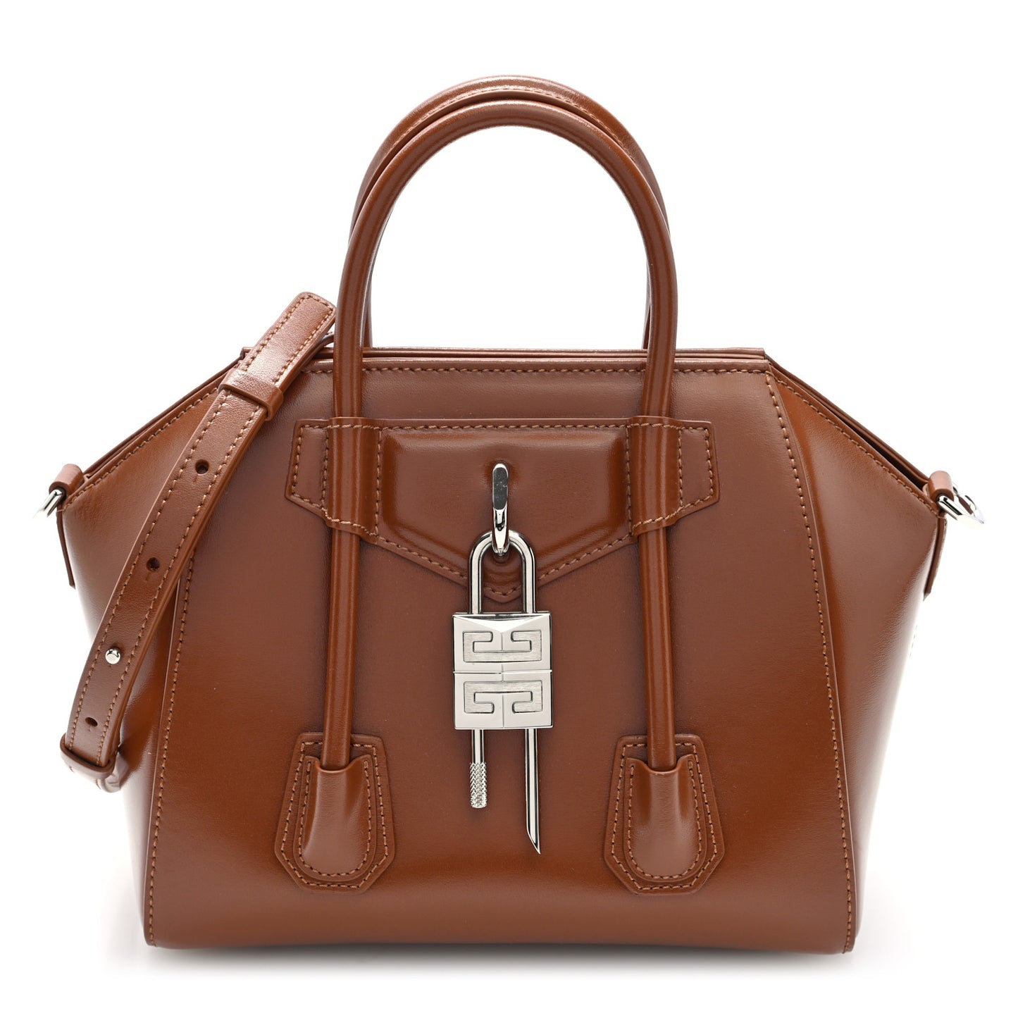 Box Calfskin Mini Lock Antigona Shoulder Bag Tan