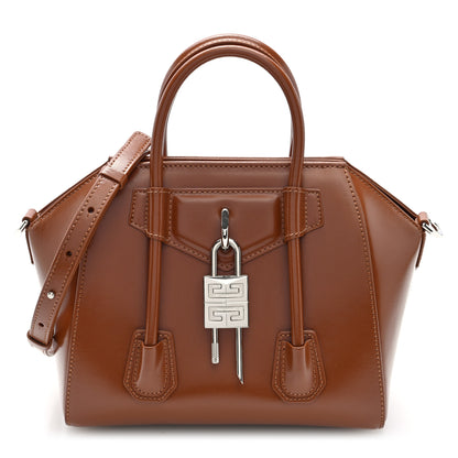 Givenchy Box Calfskin Mini Lock Antigona Shoulder Bag Tan 1 of 9