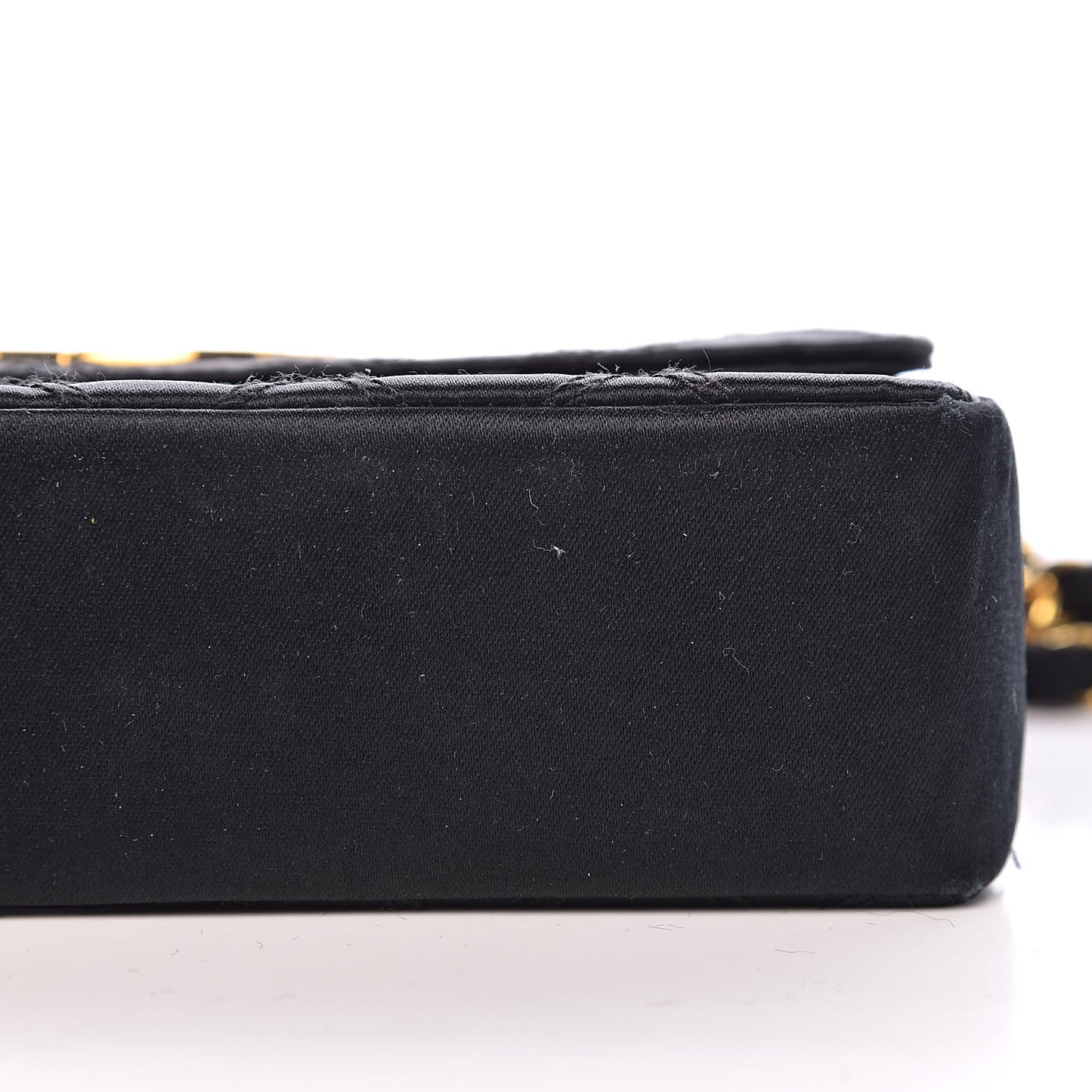 Satin Double Stitched Mini Single Flap Black